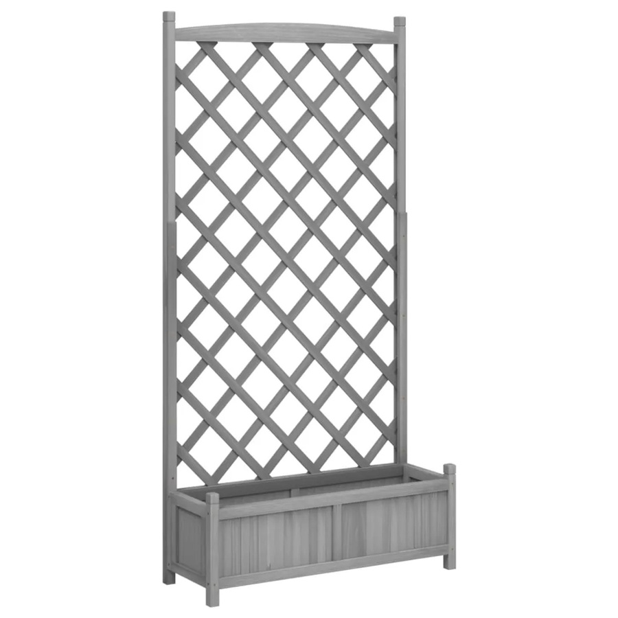 vidaXL Pflanzkübel mit Spalier aus massivem Tannenholz in Grau, H: 180 cm, B: 90 cm, T: 35 cm - Bild 2