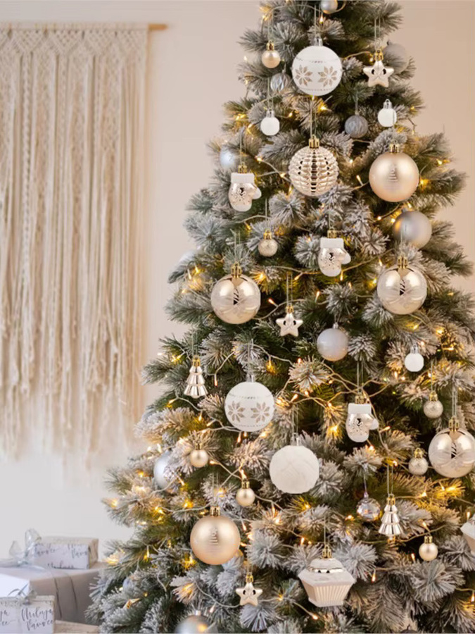 ZQNYCY 42er Set Weihnachtsbaum Anhänger Champagner Gold, Runde Weihnachtsornamente und Party Dekoration, Durchmesser: 6 cm - Bild 6
