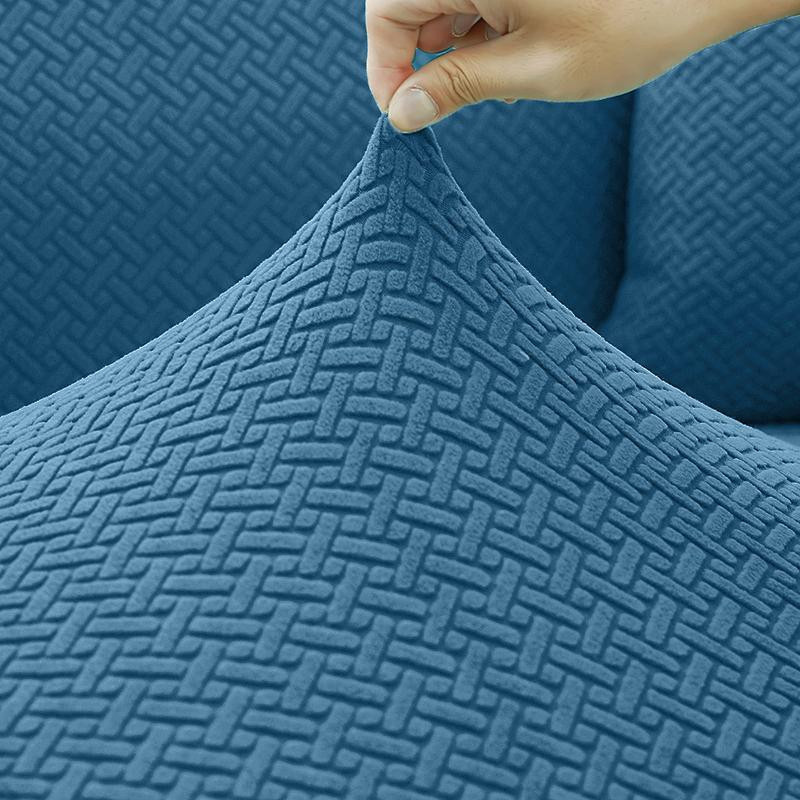 Yiran Furniture Sofabezug aus Polarfleece in See-Blau, kariertes Jacquard-Design für 1-Sitzer, Breite: 90-140 cm - Bild 2