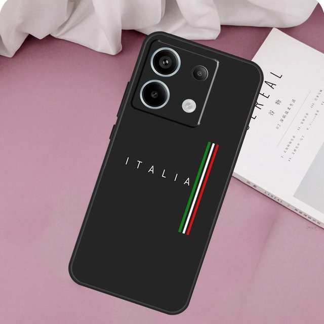 Xiaomi Handyhülle mit Italien Flagge Design für Redmi Note 15 14 13 12 11 10 9 Pro Plus und weitere Modelle, Farbe: Schwarz - Bild 1