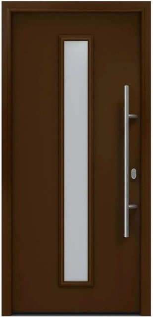 EcoStar Haustür Isopro IP 020S mit Glaseinsatz in Terrabraun, B: 110 cm, H: 210 cm, DIN Rechtsausführung - Bild 1