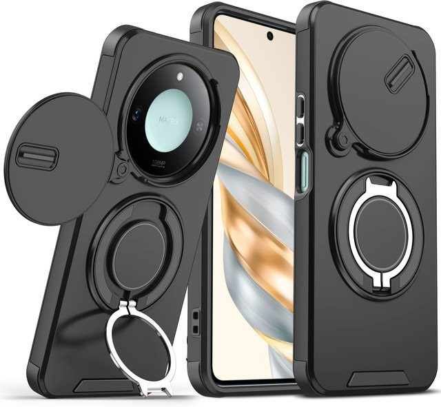 Honor Magic6 Lite Magnetring Schutzhülle mit Kameraschutz und MagSafe-Kompatibilität in Schwarz oder Lila - Bild 1