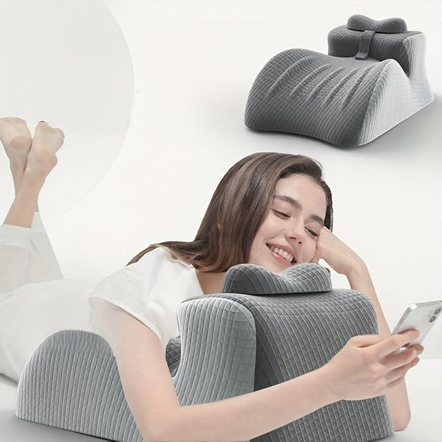 Ergonomisches Keilkissen HEHUAI HT in Grau mit Diamantmuster für die Bauchlage - Bild 1