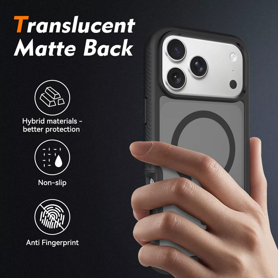 2-in-1 Stoßfeste Panzerhülle für Apple iPhone 17 Pro Max, 17 Air und 17 Pro mit MagSafe Magnetischer Kabelloser Ladefunktion in Schwarz Matte Schutzhülle - Bild 6