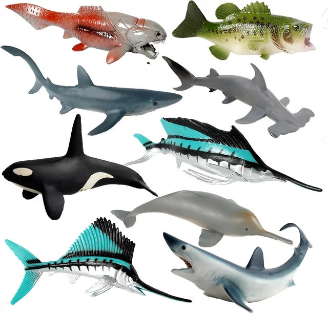 UTOMY Meerestier-Spielzeug Megalodon Beluga Piranha Killerwal Hai, Actionfigur, Plastikmodelle - Bild 1
