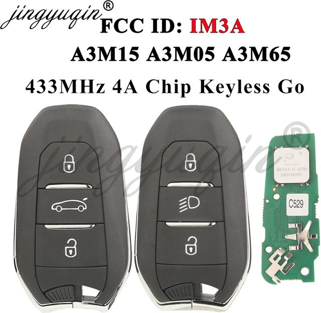 IM3A 433 MHz 4A Auto Fernbedienung Schlüssel für Citroen C3 C4 DS7 Peugeot 307 308 3008 508 5008 Vauxhall Opel Grandland X Astra Corsa in Schwarz - Bild 1