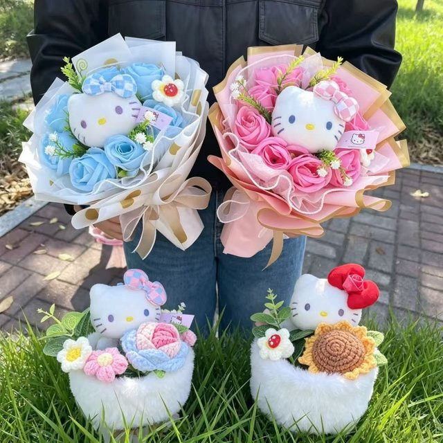 E-STRONG Hello Kitty Plüschtier, Schlüsselanhänger, Blumensträuße - Bild 1