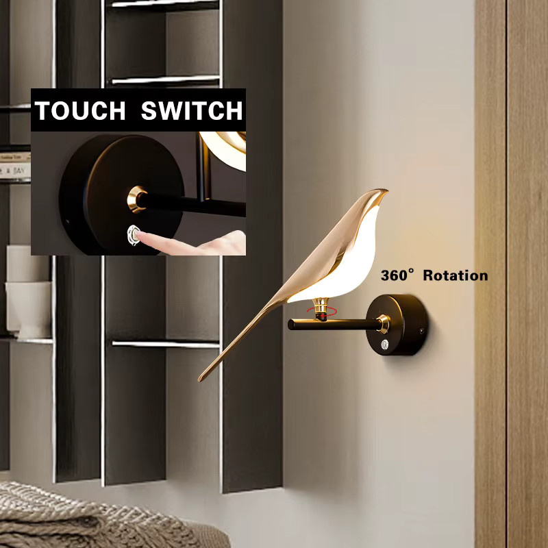 Vikotou Nordic Touch LED Wandleuchte aus Metall mit Schalter für Esszimmer und Küche, drehbar und verstellbar, in Schwarz, Gold oder Weiß - Bild 2