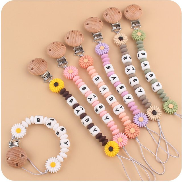 Daisy Blume Schnullerclip Kette für Neugeborene und Säuglinge in Multicolour - Bild 1