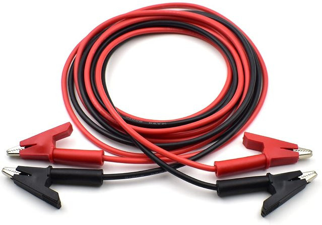 AOKIN Silikon-Überbrückungsdraht mit Krokodilklemmen, elektrische Messleitungen 12 AWG, Rot, Länge: 1,8 m - Bild 1
