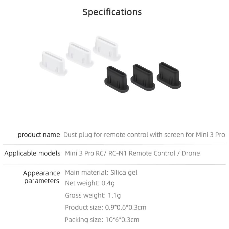 DJI Silikon Staubstecker Typ-C Abdeckung für Mini 3 Pro Körper und RC-N1/DJI RC Fernbedienung in Transparent - Bild 5