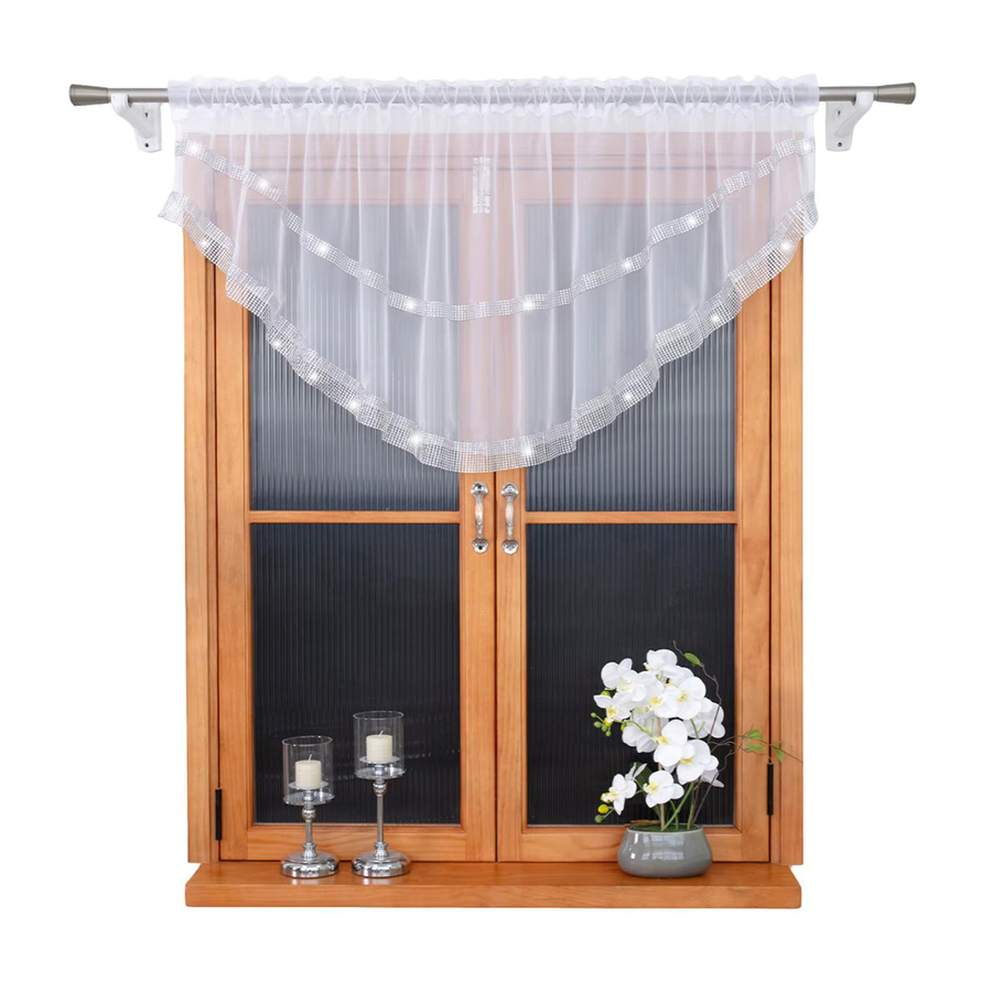 FLYINGCURTAINS Transparenter Voile-Vorhang mit silbernem Strassbesatz in Weiß, Breite: 150 cm, Höhe: 80 cm - Bild 3