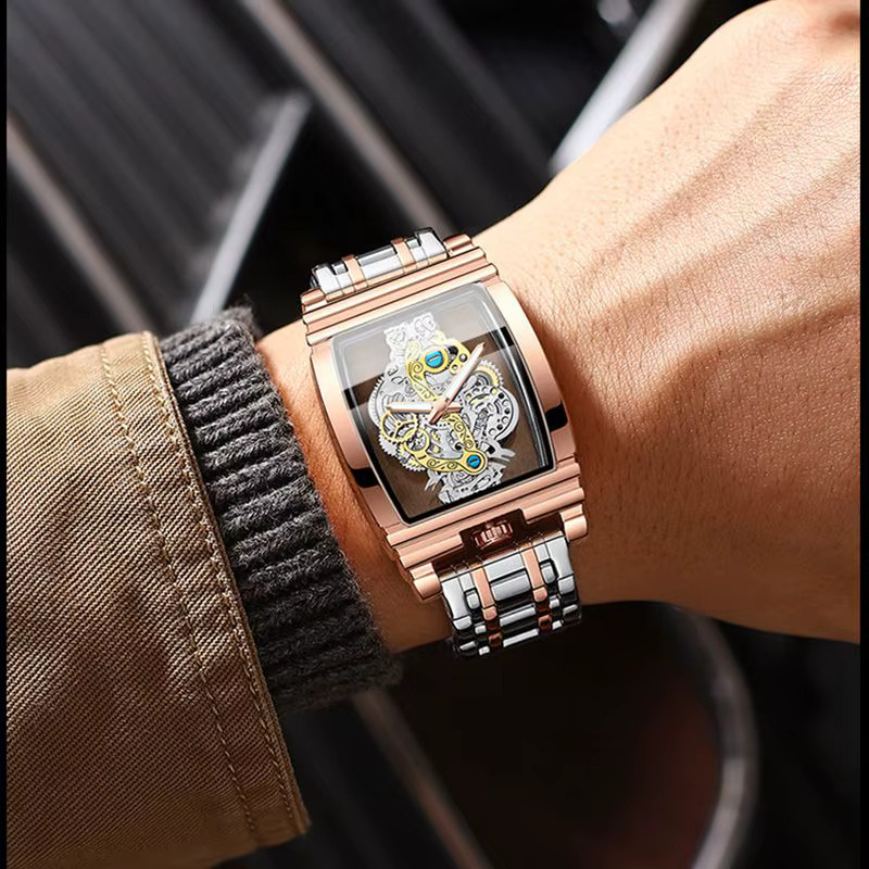 BINBOND Armbanduhr Quarz, Edelstahl, Leder, Silber, Herren - Bild 2
