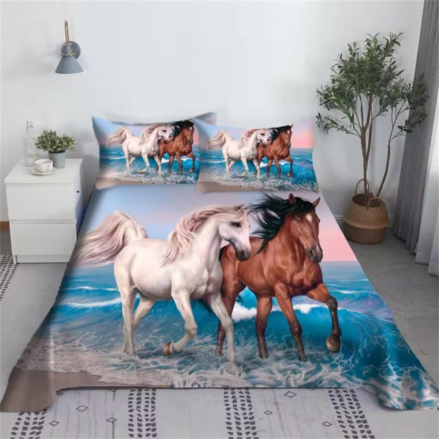 Lodestar Bettwäsche Set mit Digitaldruck Tiger oder Pferd aus Polyester, Mehrfarbig, B/H: 133 x 70 cm - Bild 1