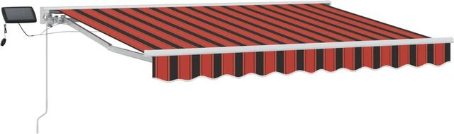 vidaXL Manueller Markisenrahmen mit LED-Beleuchtung in Orange und Schwarz, B: 2,5 m, H: 2,0 m - Bild 1