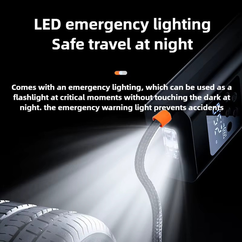EAFC Drahtlose Mini Luftpumpe Elektrischer Reifenkompressor mit LED Licht und Bluetooth in Schwarz - Bild 3
