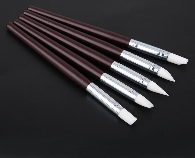 Igeteck 5-teiliges Silikon-Modellierwerkzeug-Set für Keramik, Ton und Aquarellmalerei in Schwarz - Bild 1
