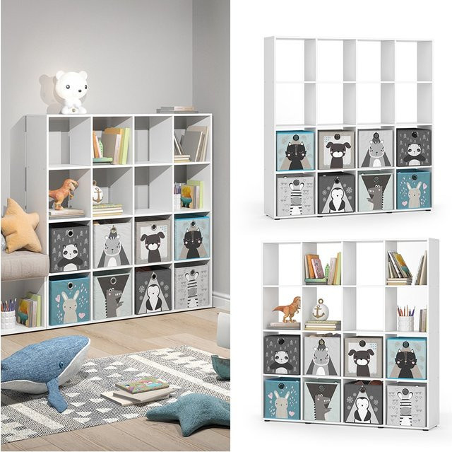 Vicco Cube Raumteiler Bücherregal mit 16 Fächern in Weiß - Bild 1