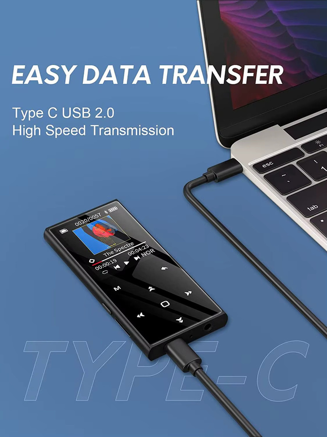 Oilsky MP3-Player mit 64 GB Speicher, Bluetooth 5.0, UKW-Radio, integriertem Lautsprecher und Diktierfunktion in Schwarz, erweiterbar bis 128 GB - Bild 7