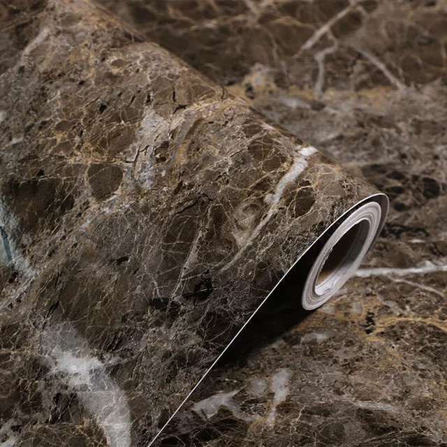 Selbstklebende Marmor-Tapete von YUNPOINT in Grau und Braun, ölbeständiger und wasserfester Vinyl-Aufkleber für Küche und Schrank - Bild 1