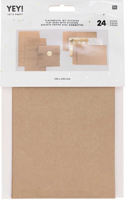Rico Design Flachbeutel braun aus Papier, 24 Stück, B: 13,0 cm, H: 22,5 cm - Bild 1