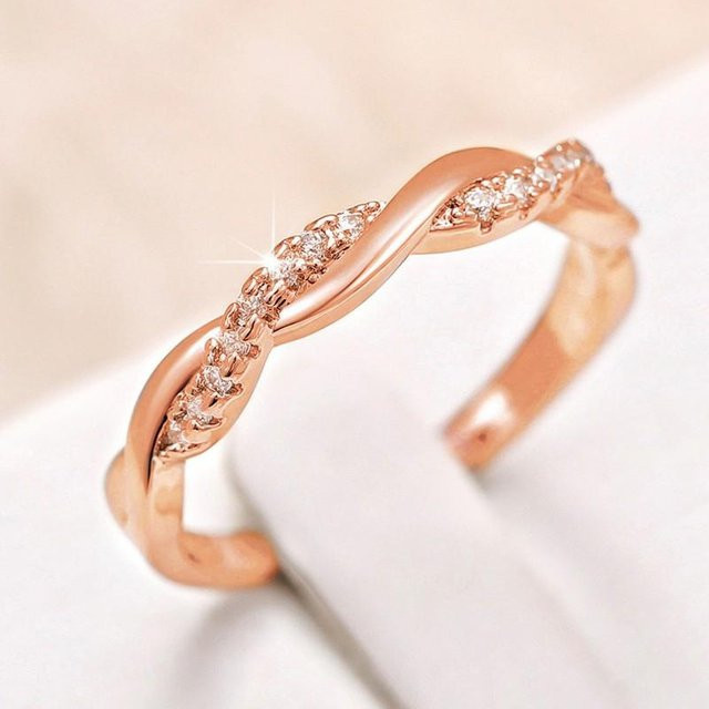 Huitan Fingerring, Kupfer, Roségold, Zirkonia, Damen - Bild 1