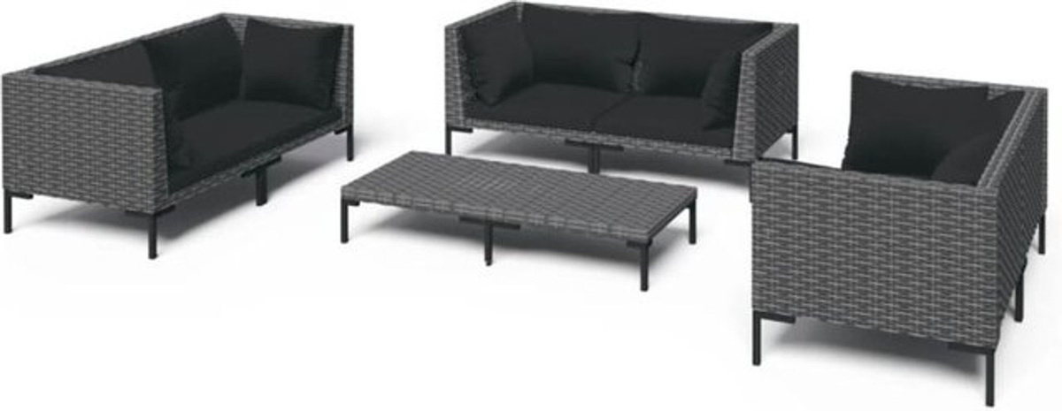 7-teiliges modernes Gartenlounge-Set aus Poly-Rattan mit Kissen in Dunkelgrau von vidaxl - Bild 1