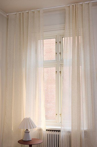 Jotex LIZZIE Vorhang im 2er-Pack mit Leinenstruktur, halbtransparent, Weiß, Breite: 140 cm - Bild 1