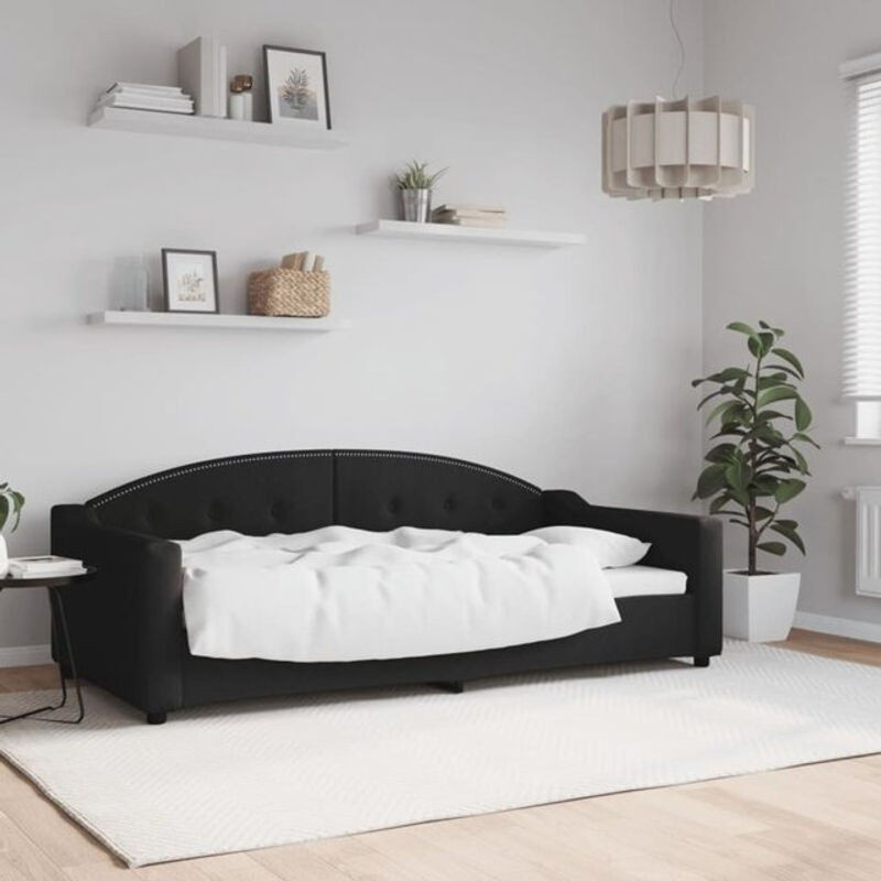 vidaxl Polsterbett Tagesbett aus Stoff und Metall in Schwarz, B/T/H: 190 x 90 x 212 cm - Bild 1
