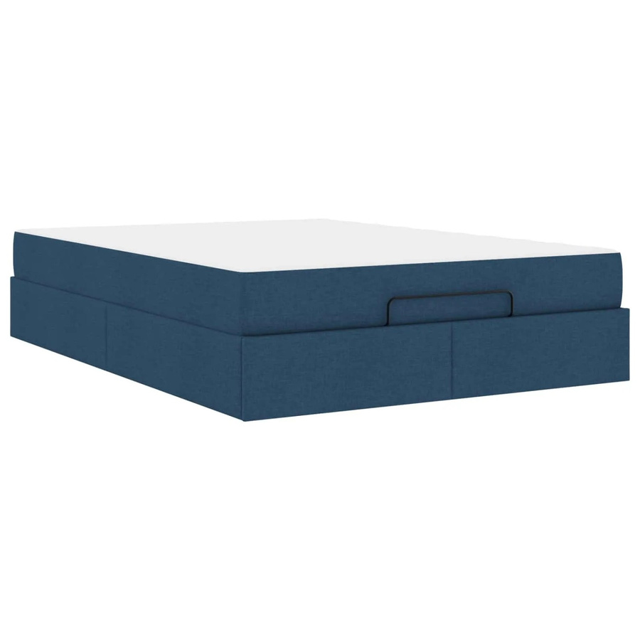 vidaXL Bettgestell mit Matratze 2-teilig in Blau aus Stoff mit Schubladen B/T/H: 140 x 200 x 43,5 cm - Bild 2