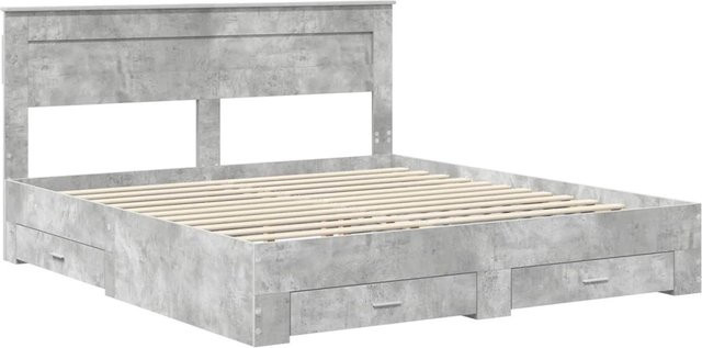 vidaXL Bettrahmen mit Kopfteil und Schubladen aus Holzwerkstoff in Grau, 90 x 200 cm - Bild 1
