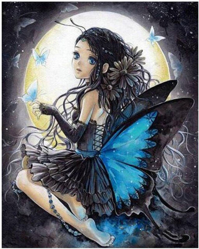 FIYO Diamond Painting Schmetterling Set für Mädchen, DIY 5D Stickset mit quadratischen und runden Steinen, mehrfarbig, B x H: 30 x 20 cm - Bild 1