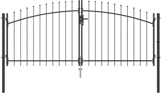 vidaXL Doppeltor Gartentor mit Schloss aus Stahl in Grau, B: 125 cm, H: 300 cm - Bild 1