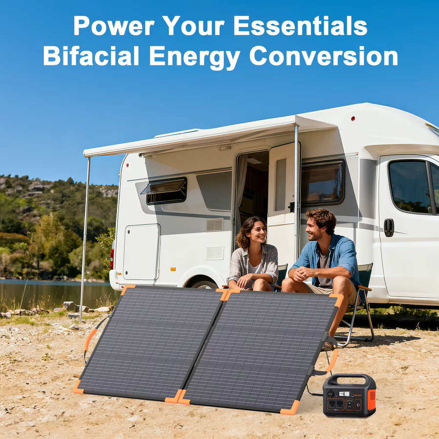 MHPOWOS 100W Bifaziales Solarpanel in Schwarz, faltbares Solarladegerät mit 20V für Powerstation, Wohnmobil und Camping - Bild 3