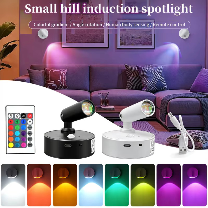 GGBEE Magnetische LED-Wandleuchte mit USB-Akku, RGB-Multicolor, Touch-Dimmung und Fernbedienung, Schwarz - Bild 1