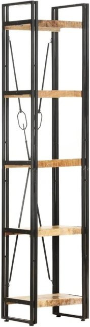 vidaXL Bücherregal aus massivem Mangoholz und Stahl im Industriestil, Braun, B: 40 cm, T: 30 cm, H: 180 cm - Bild 1