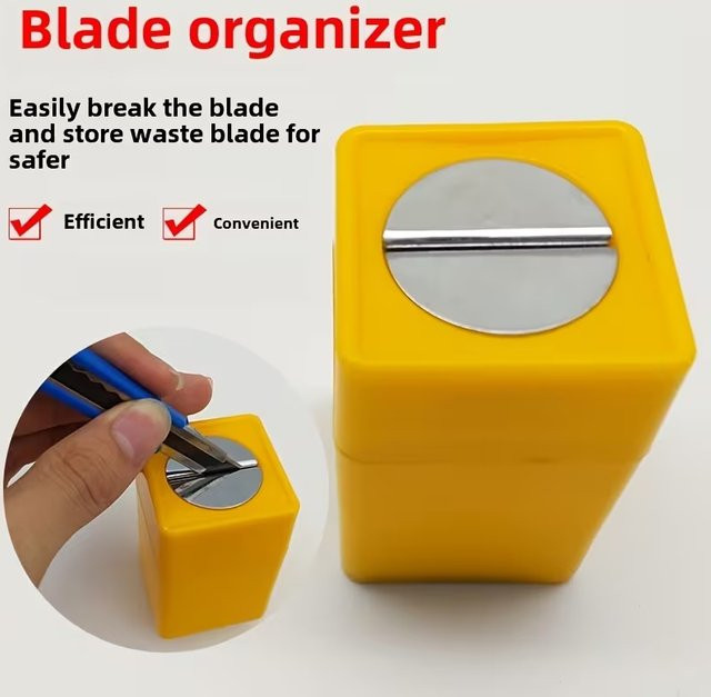 Sicherheitsmesser-Entsorgungsbox in Gelb für Allzweck- und Bastelmesser mit integriertem Leistungsschalter und kompaktem 1,3-Zoll-Design - Bild 1
