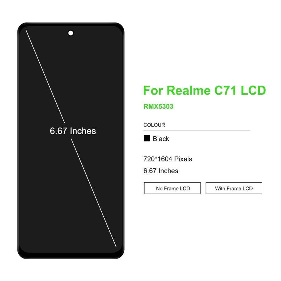 OPPO Realme C71 LCD Touchscreen-Display-Baugruppe in Schwarz als Reparatur-Ersatzteil mit 6,67 Zoll - Bild 3