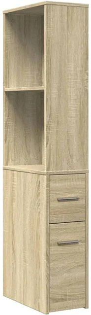 vidaXL Badschrank schmal mit Rollen in Sonoma-Eiche, braun, H: 135,0 cm, B: 41,0 cm, T: 22,0 cm - Bild 1