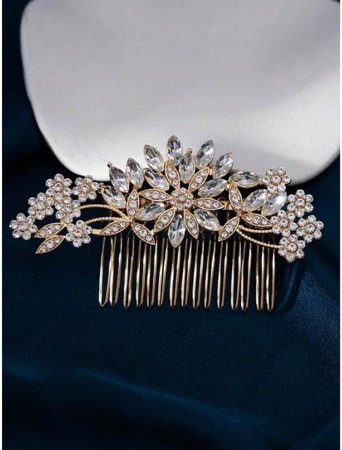 LChome Haarkamm, Pflaumenblüten-Design, Strass, Legierung, Damen - Bild 1