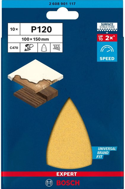 Bosch EXPERT C470 Schleifpapier für Multischleifer, Körnung G 120, 10er Pack, B: 15 cm, T: 10 cm - Bild 2