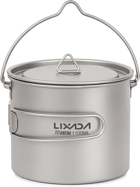 Lixada Titan-Topf mit Deckel und klappbarem Griff, Silber, 1100 ml - Bild 1