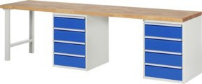 Rau Werkbank 7509A8 in Braun mit 8 Schubladen, B/T/H: 300 x 70 x 89 cm - Bild 1