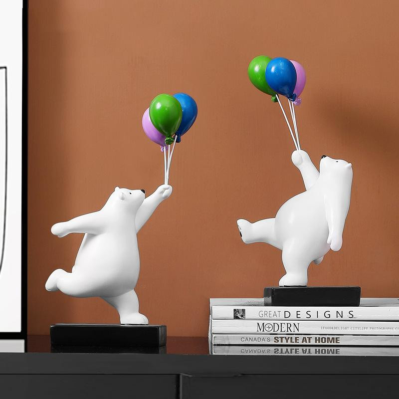 Yiran Furniture Nordische Surfen Ballon Bär Dekoration aus Harz und Kunststoff für Wohnzimmer und Kinderzimmer - Bild 3