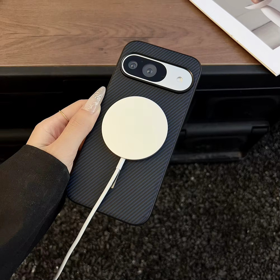 Business-Schutzhülle aus Kevra-Carbonfaser-Leder für Google Pixel 10, 9, Pro, XL, 8, 7, 6, A/Pro in Schwarz und Blau mit kabellosem Laden und sturzsicherem Design - Bild 2