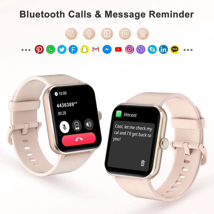 Blackview R50 Smartwatch mit 1,85 Zoll TFT-Display, Bluetooth-Anrufen und Gesundheitsüberwachung für Damen und Herren in Schwarz oder Pink - Bild 3