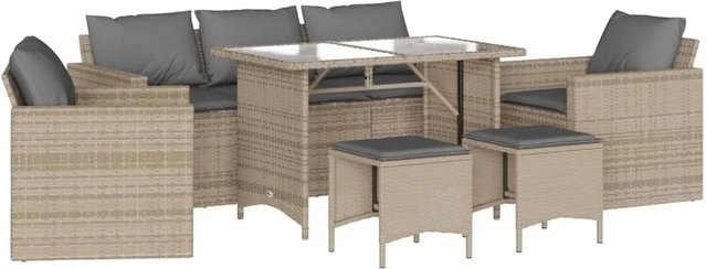 vidaXL 6-tlg Garten-Sofagarnitur aus PE-Rattan in Beige mit Kissen und pulverbeschichtetem Stahlgestell - Bild 1