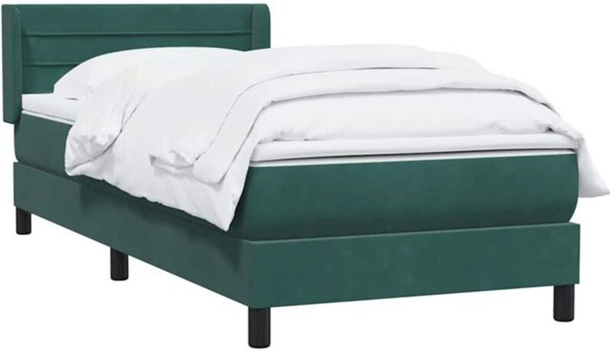 Vidaxl Boxspringbett mit Matratze in Grün aus Samt, B/T/H: 80 x 220 cm - Bild 1