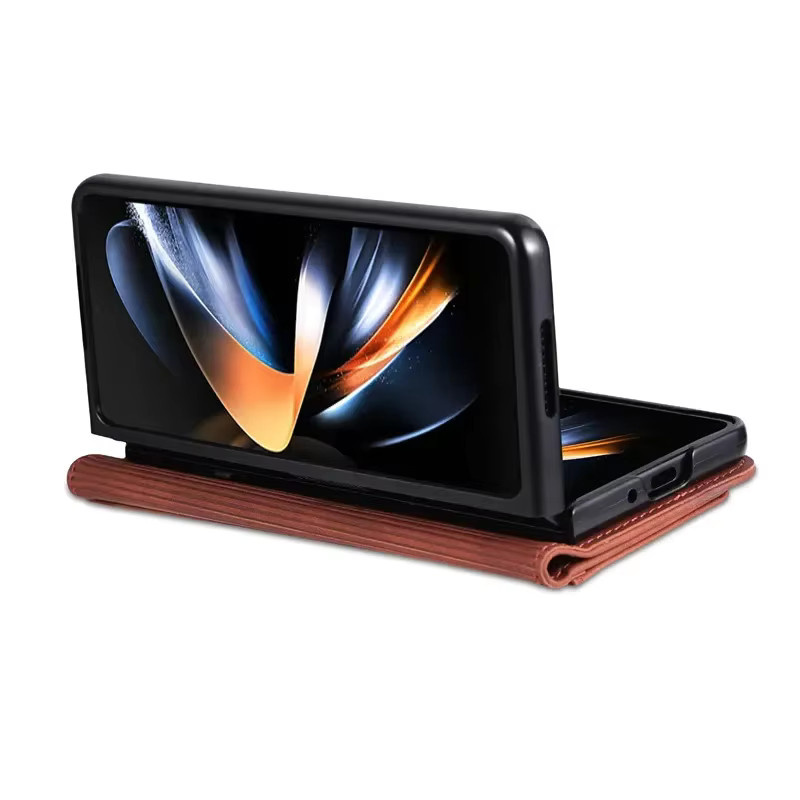 EUCAGR Magnetische Brieftasche als Standfunktion aus PU-Leder für Samsung Galaxy Z Fold 3, 4, 5, 6 und 7 in Pink oder Braun - Bild 4