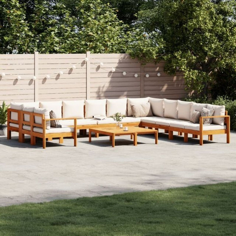 Vidaxl 9-tlg. Garten-Sofagarnitur aus Massivholz Akazie mit Kissen in Braun und Beige - Bild 1